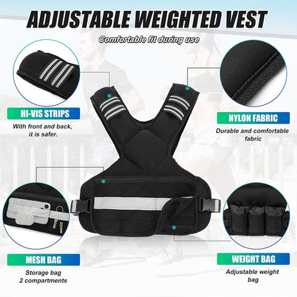Fitness Reflective Weight Vest Adjustable Weight