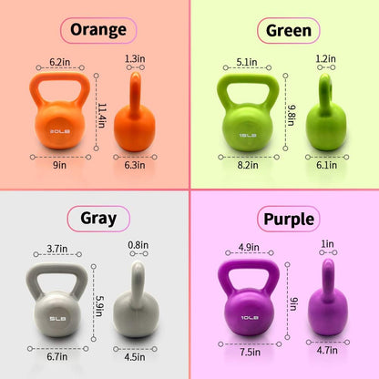 10lbs Kettlebell Set, Strength Training Kettlebells Weight Set For Women, Vinyl Coated Kettle Bell For Home Gym Workout Weight Lifting Equipment, Comfortable Grip Wide Handle Weights
